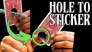 Learn an EASY Card Trick: Hole-Sticker Transformation