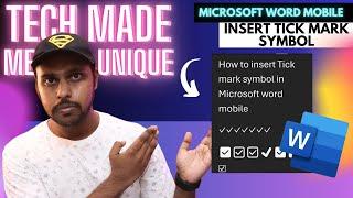 How to insert Tick mark symbol in Microsoft word mobile | insert Tick mark symbol on word mobile