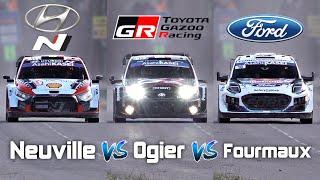 Neuville vs Ogier vs Fourmaux COMPARISON @ WRC Rallye Monte-Carlo | Hyundai vs Toyota vs Ford