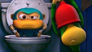 Alien Monkeys  Bathroom  Animation for Kids | WOW CLUB