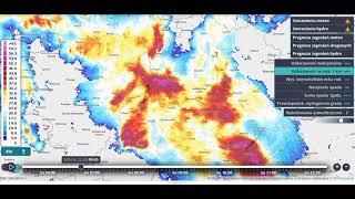 Animacja zobrazowania radarowego superkomórki burzowej wbudowanej w MCS z dn. 22.06.2024