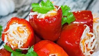 Маринованный перец, фаршированный капустой! Вкуснейшая постная закуска!