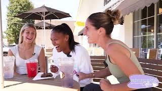 Midfielders in a car getting coffee with Kayla Fischer