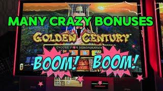 MANY CRAZY BONUSES LIFE CHANGING ON GOLDEN CENTURY SLOT MACHINE!!