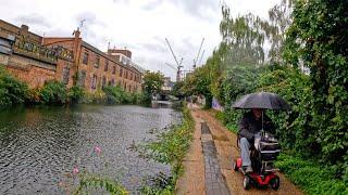 Rainy Relaxing East London Walk Of Regents Canal To Haggerston ASMR 4K