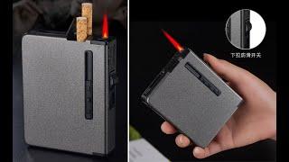 Portable metal cigarette case - cigarettes holder box+lighter automatic windproof from Aliexpress