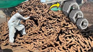 Ship Anchor Chain Mass Forging Process To Make Super Large Hex Nut in Local Factory