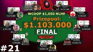 WCOOP $1,050 NLHE – $1,103,000 Prize Pool – Progressive KO – Final Table Highlights [#21]