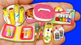 16 DIY Doll Miniatures for Barbie, Realistic Doll Food, Burrito, Lunchbox, Unicorn Makeup, Elmer's