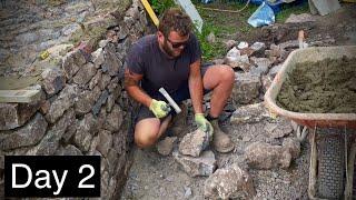 Building A Stone Wall With Rubble - Day 2