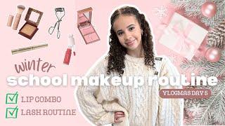 school makeup routine  VLOGMAS ep5 | *natural* *glowy* *lip combo* *lash routine*