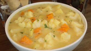 Potato soup with cauliflower recipe, delicious and healthy, potato and cauliflower soup