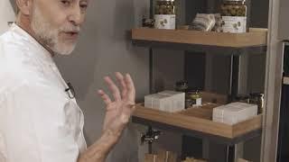 Michel Roux Jr doing a tour of the Roux Kitchen Display in Homebase Guildford