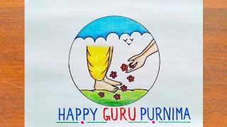 Guru Purnima Drawing / How to Draw Happy Guru Purnima Poster Easy Step By Step / Happy Guru Purnima