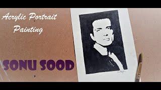 Sonu sood portrait painting with Acrylic color  #shorts