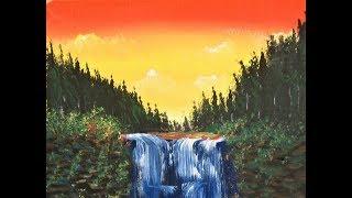 Step by Step   Acrylic Painting on Canvas for Beginners Lesson 2, Sunset  waterfalls