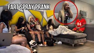 Fart spray prank on the girls