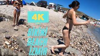 Beach Walk Tour / Izmir Turkey Beach / 4k Hdr [20 july of 2021]