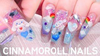 Cute and kitschy CINNAMOROLL nails️ easy nail extensions / Sanrio Nail Art ASMR