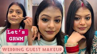 WEDDING GUEST MAKEUP TUTORIAL | Simple Indian Wedding Guest Makeup | Full Face Glam Makeup | GRWM |