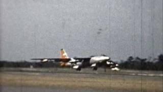 B-47 Stratojet takeoff, flyby and landing with drogue chute