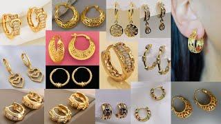 Gold hoop earrings new designs 2024 l gold earrings latest design with price l women earrings gold..