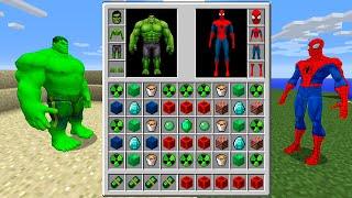 REALISTIC HULK vs SPIDER MAN Inventory Shop! MINECRAFT SUPERHERO INVENTORY CHALLENGE Animation!