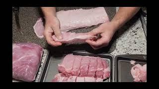 How to cut a whole boneless pork loin.