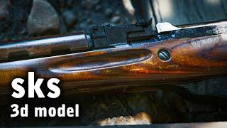 Hyperrealistic Weapon self-loading carbine of the Simonov system SKS 3D Model
