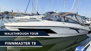 Finnmaster T8 Walkthrough Tour - Stunning sports cruiser - Very high quality 300HP Yamaha outboard