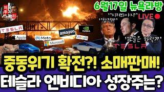 미국주식/이란 이스라엘 중동전쟁, 소매판매/테슬라 엔비디아 구글 애플 아마존 메타 마이크로소프트 팔란티어 아이온큐 QBTS 리게티 브로드컴 UNH LLY $tsla #tesla