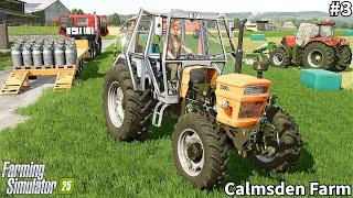 Receiving a New Forklift, Mowing, Baling & Wrapping Grass Bales│Calmsden│FS 25│Timelapse#3