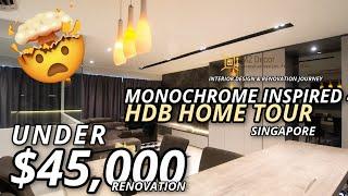 5 Room HDB Renovation Transformation in Singapore | Monochrome, Luxury, Black, Grey, White | M2Decor