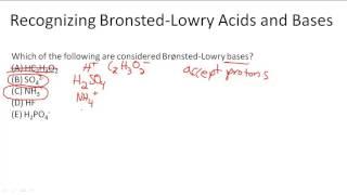 Recognizing Bronsted-Lowry Acids and Bases