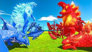 Blue Team + Godzilla Ice vs Burning Godzilla + Red Team - ARBS