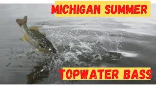 MICHIGAN Summer Bass Fishing(TOPWATER Blowups and SURPRISE CATCH!!)