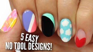 No Tool Nail Art: 5 Easy & Cute Designs!