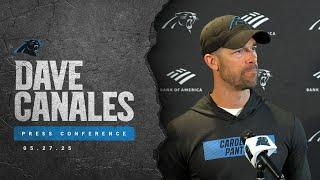 Dave Canales addresses the media on Day 1 of OTAs