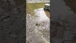 URAL 4320 with full loading Flat Bed Trailer and a URAL Radio Box in Water Crossing Sequence