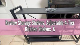 Review Storage Shelves, Adjustable 4-Tier Kitchen Shelves, Kitchen Organizers and Storage with 4 Wir