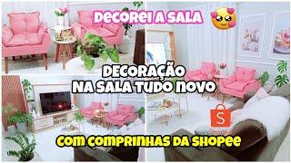 DECORAÇÃO NOVA NA SALA DE TV TUDO NOVO COM COMPRINHAS DA SHOPEE SALA CLEAN DECOREI