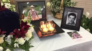 Memorial table display with ashes for funeral service.