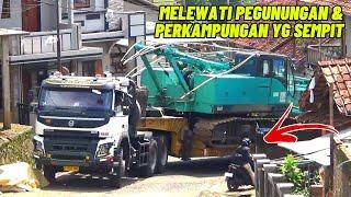 Extreme dan berbahaya! Truk Volvo 440 fmx melewati jalan pegunungan dan perkampungan yang sempit