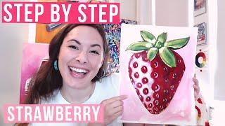 Easy Acrylic Painting Tutorial | Strawberry