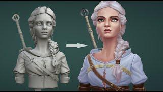 Ciri fan art - texturing process