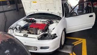 Honda civic hatch turbo b18 Dyno tuned by derf  650hp