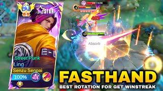 LING FASTHAND SOLO RANK BEST ROTATION ( AUTO WINSTREAK ) Ling Gameplay Mobile Legends