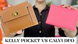 HERMES KELLY POCKET COMPACT VS CALVI DUO  Wear & Tear Review, Comparison & MY FAVORITE 