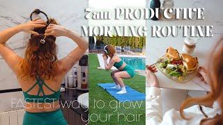 GYM, GRWM, 7am PRODUCTIVE MORNING ROUTINE ️ HEALTHY BREAKFAST | Secrets for extra long hair