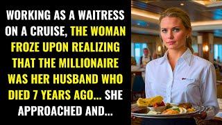 AS A WAITRESS, SHE WAS PARALYZED WHEN SHE SAW THAT THE MILLIONAIRE WAS HER HUSBAND WHO DIED 7 YEARS